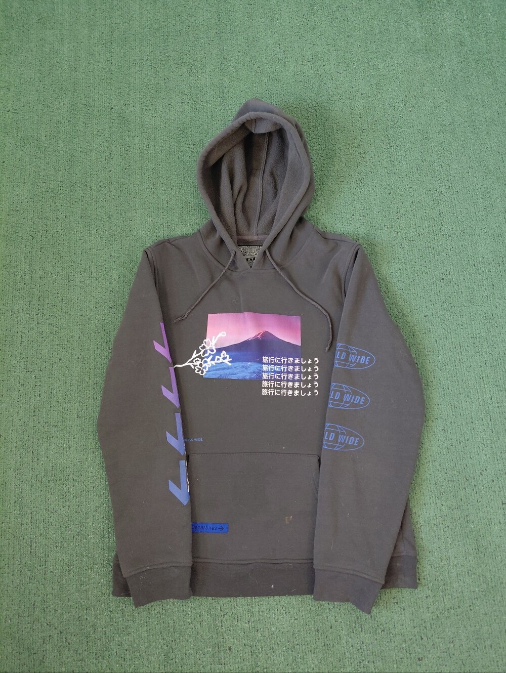 Brooklyn Clothing "Force Of Nature" Mount Fuji Graphic Streetwear Gray Hoodie Sz